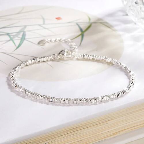 Sterling Silver Crushed Silver Bracelet For Women Girl Gift