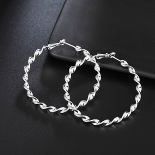925 silver hoop earrings high quality big circle round