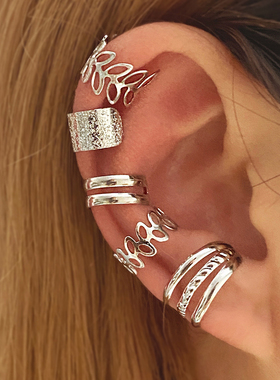 IFMIA Leaves Ear Cuff Black Color Non-Piercing Ear Clips