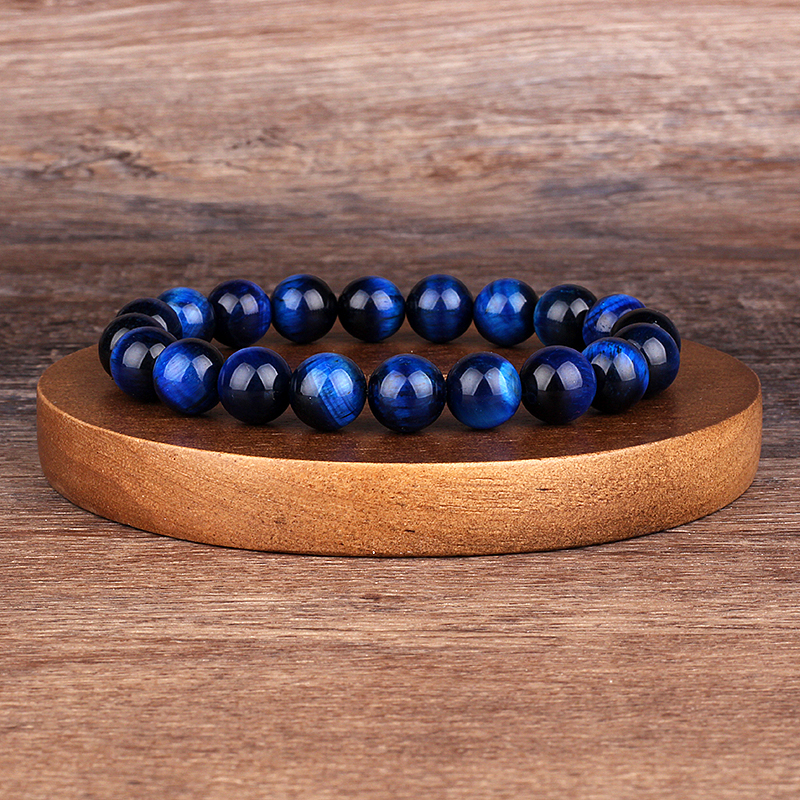 New Lightning Royal Blue Tiger Eye Bracelets Men Natural