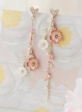 New Korean Romantic Cherry Blossoms Flower Earrings For