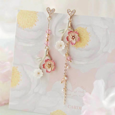 New Korean Romantic Cherry Blossoms Flower Earrings For