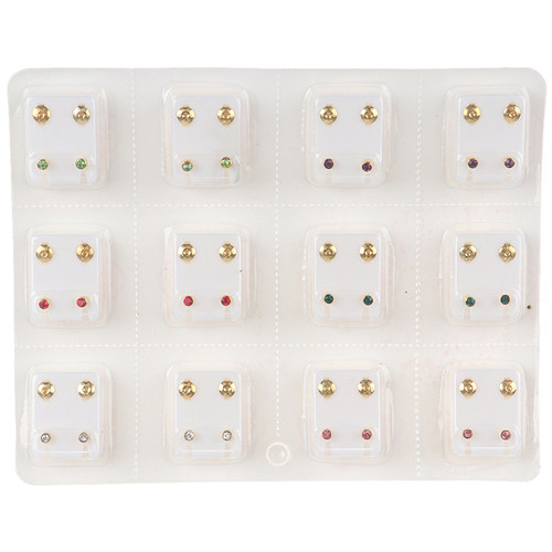 24pcs=12Pairs Surgical Steel Ear Studs Earrings Set Medical