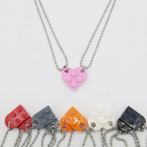 Couples Brick Heart Pendant Shaped Necklace for Friendship