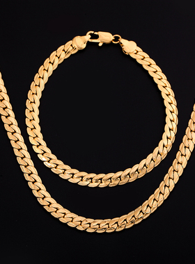 925 sterling silver 18K gold 6MM chain bracelets neckalce