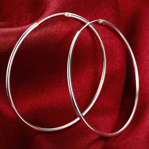 Sterling Silver 50MM/60MM Women's Hoops Girl Earrings