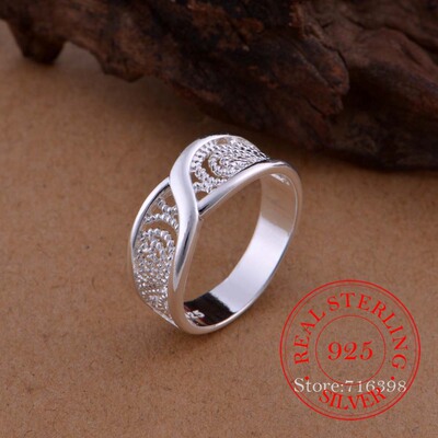 100% 925 Sterling Silver Jewelry Vintage hollow Pattern
