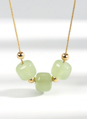Hetian jasper necklace female ins niche design sense light