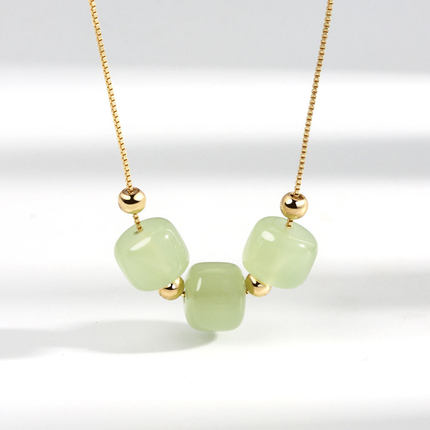 Hetian jasper necklace female ins niche design sense light