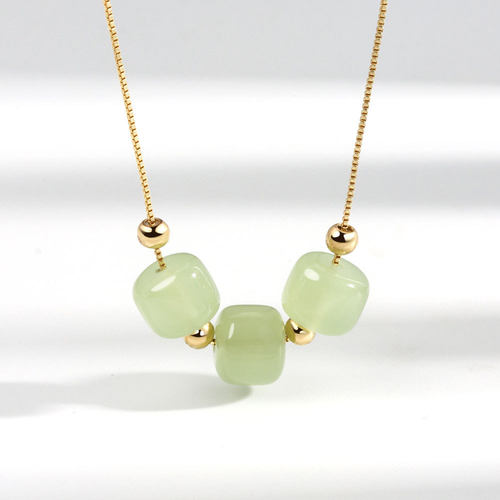 Hetian jasper necklace female ins niche design sense light