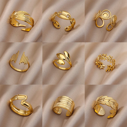 Stainless Steel Rings For Women Men Gold Color Open Gothic