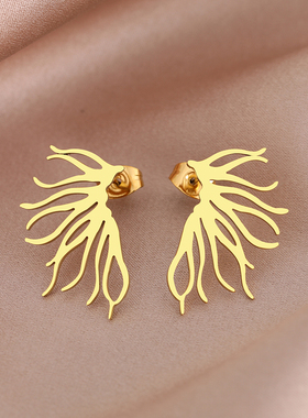 Stainless Steel Earrings Millennium Ginseng Design Charms