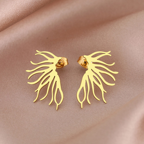 Stainless Steel Earrings Millennium Ginseng Design Charms