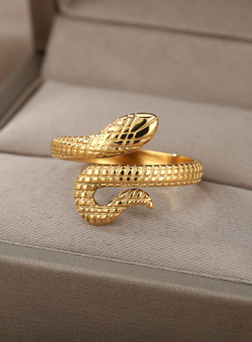 Stainless Steel Snake Rings For Women Men Gold Color Open