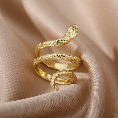Snake Rings For Women Men Punk Hip Hop Open Adjustable Gold