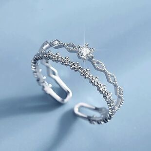 Sterling Silver Flower Lace Ring Korean Fashion Opening