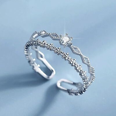 Sterling Silver Flower Lace Ring Korean Fashion Opening