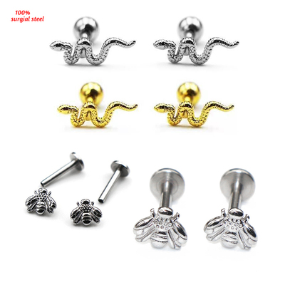 1Pc 100% Surgical Steel Barbell Studs Helix Tragus Rook
