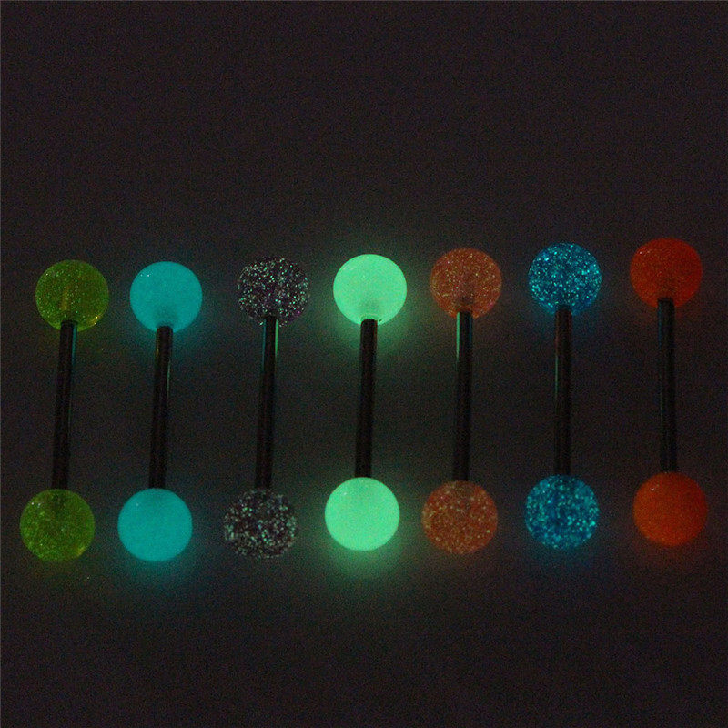 7PCS/Set Body Piercing Jewelry Luminous Glow Acrylic Tongue