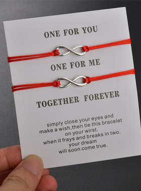 2Pcs/set Lovers Couple Bracelets Handmade Red Black Rope