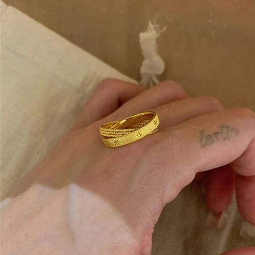 New Sterling Silver Ring Geometric Shape Simple Style Ring W