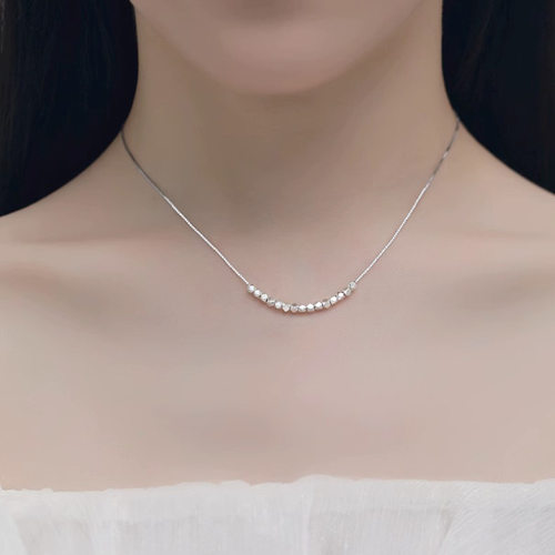 Sterling Silver Bead Geometry Necklace for Women Versatile