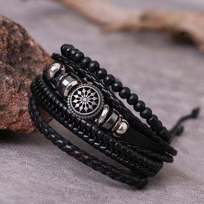 IFMIA 4pcs/ set Adjustable Leather Bracelets for Men Braided