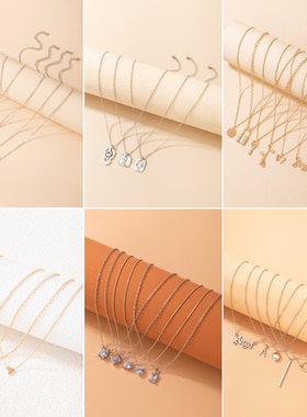 Tocona 6pcs/sets Trendy Roseflowers Lock Pendant Neckalce