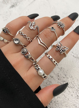 2023 Hiphop Vintage Silver Color Poker Angel Wings Finger