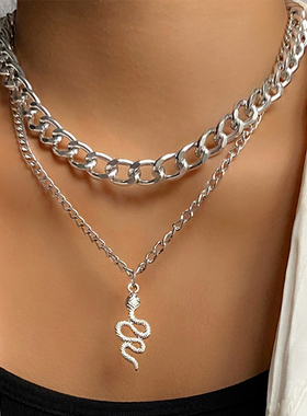 IFMIA Retro Multilayer Snake Pendant Chain Necklace For