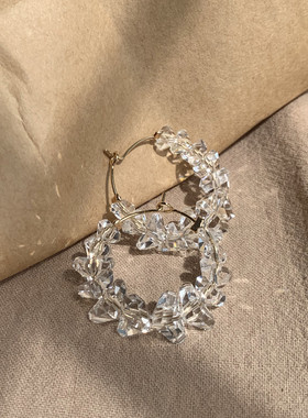 Irregular Crystal Circle Hoop Earrings For Woman Korean