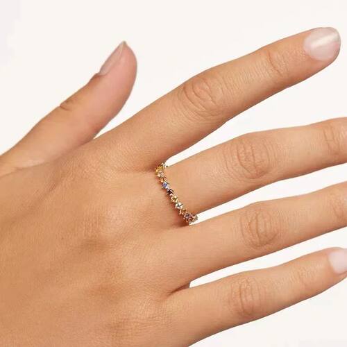 New Sterling Silver Zircon Ring Simple Charm Personality Tem