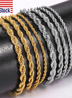 2/3/4/5mm Stainless Steel Twisted Rope Chain Bracelets for