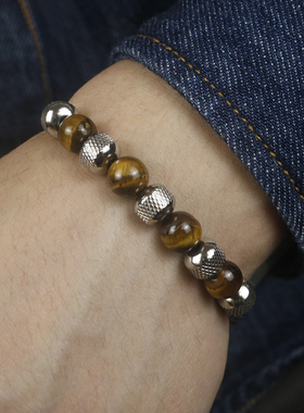 2023 Fadeless Stainless Steel Stone Bracelet Men Natural