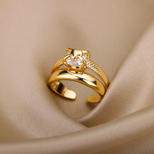 Heart Rings for Women Grils Gold Plated Adjustable