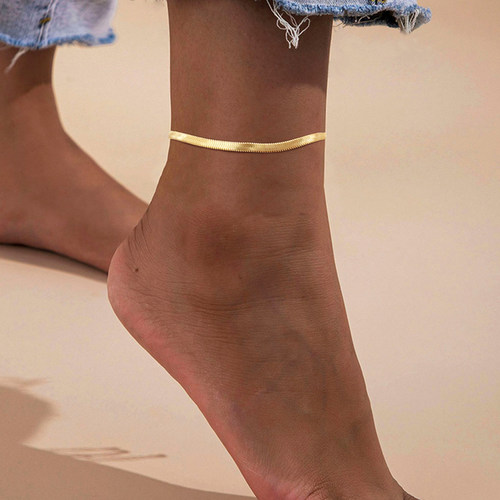 Snake Chain Anklet for Women Girls Adjustable Summer Beach