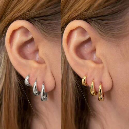 3/6Pairs Stainless Steel Chunky Gold Color Hoop Earrings