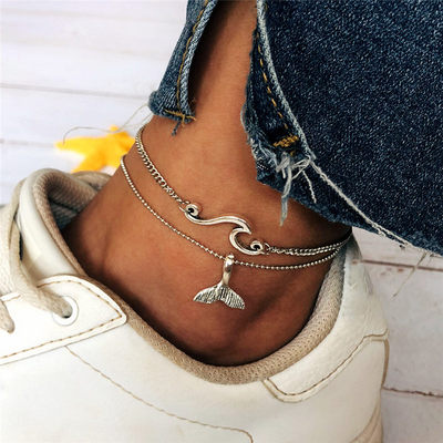 Bohemian Ocean Wave Whale Tail Anklet Bracelets Women Beach