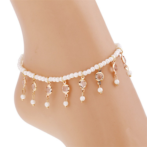 Fashion Summer Beach Crystal Anklet For Women Bohemian Gold
