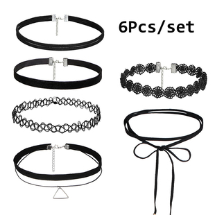 6Pcs/set 90S Punk Style Choker Necklaces Gothic Tattoo