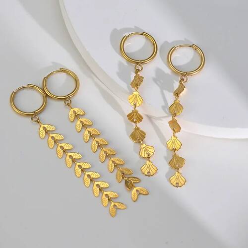 Stainless Steel Gold Color Long Pendant Shell-shaped Tassel