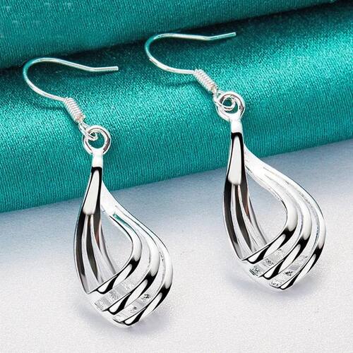 Sterling Silver Dangle Earrings For Women Twist Water Drop