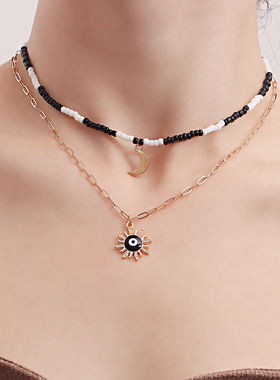 New Bohemia Beaded Handmade Necklace Double Chain Chokers