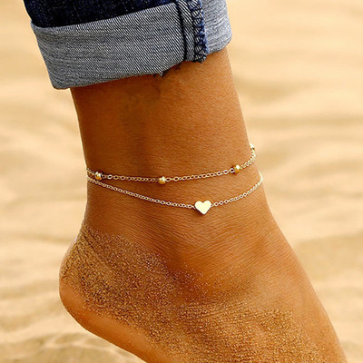 Simple Heart Female Anklets Barefoot Crochet Sandals Foot
