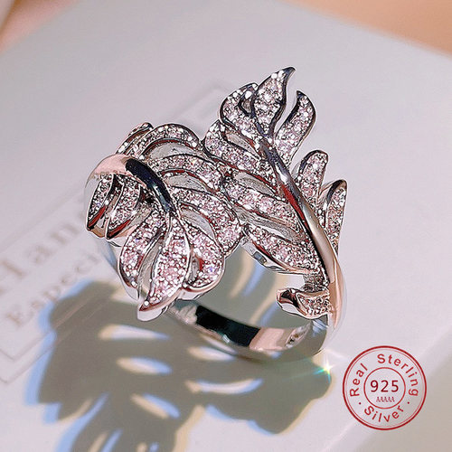 925 Silver Color Rings for Women Princess Propose Marriage