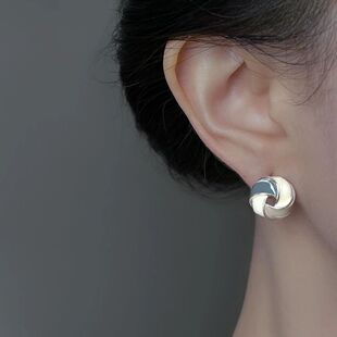 New Sterling Silver Geometric Shape Earrings Personality Cha