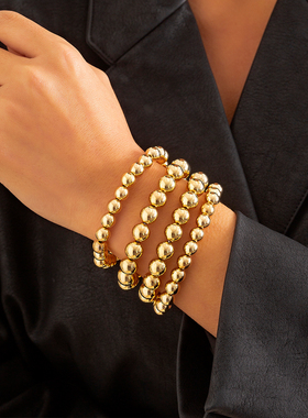 2023 Bohemia Simple Beaded Chain Bracelets Gold Color Big