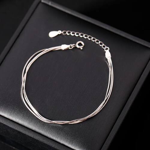 Sterling Silver Three Layer Snake Bone Bracelet for Women