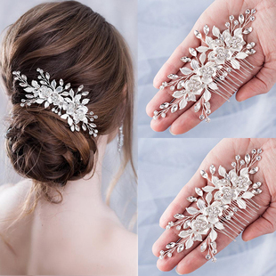 Flower Hair Comb Wedding Hair Accessories Silver Color