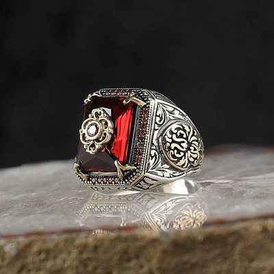 Retro Handmade Turkish Signet Ring for Men Women Ancient